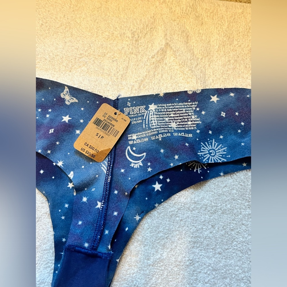 Pink Victoria’s Secret Thong String Bikini Panties Blue Butterfly Celestial Star - Picture 9 of 10